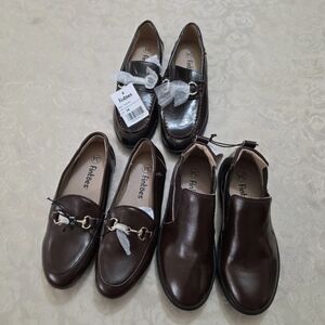 Lot of 3 Boys Dress Shoes Boots Brown Slip On Horsebit Loafers Leather Sz 34 New